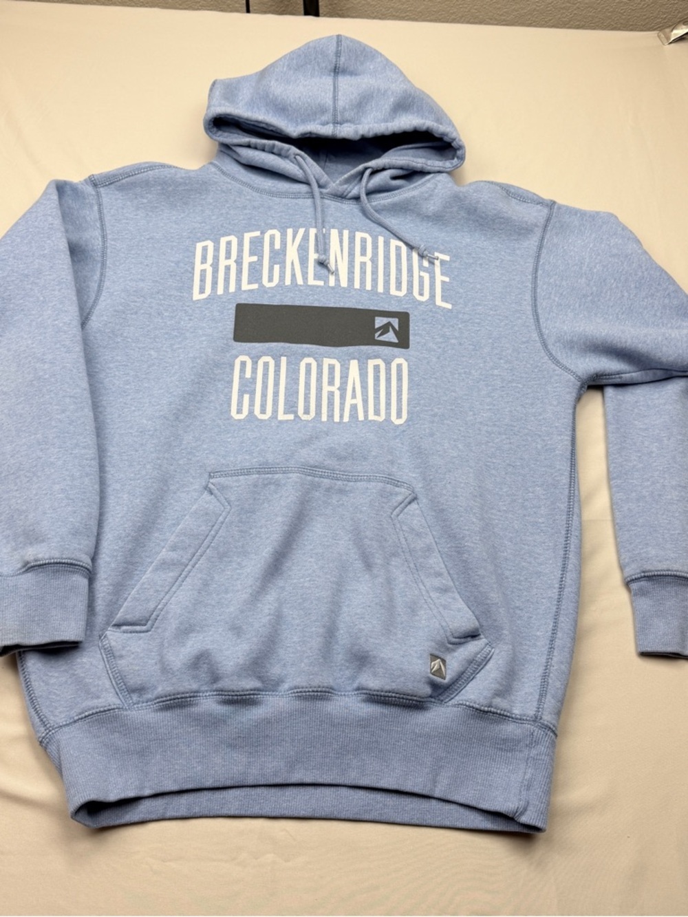Breckenridge Colorado Light Blue Men's Hooded Sweatshirt - Picture 3 of 10